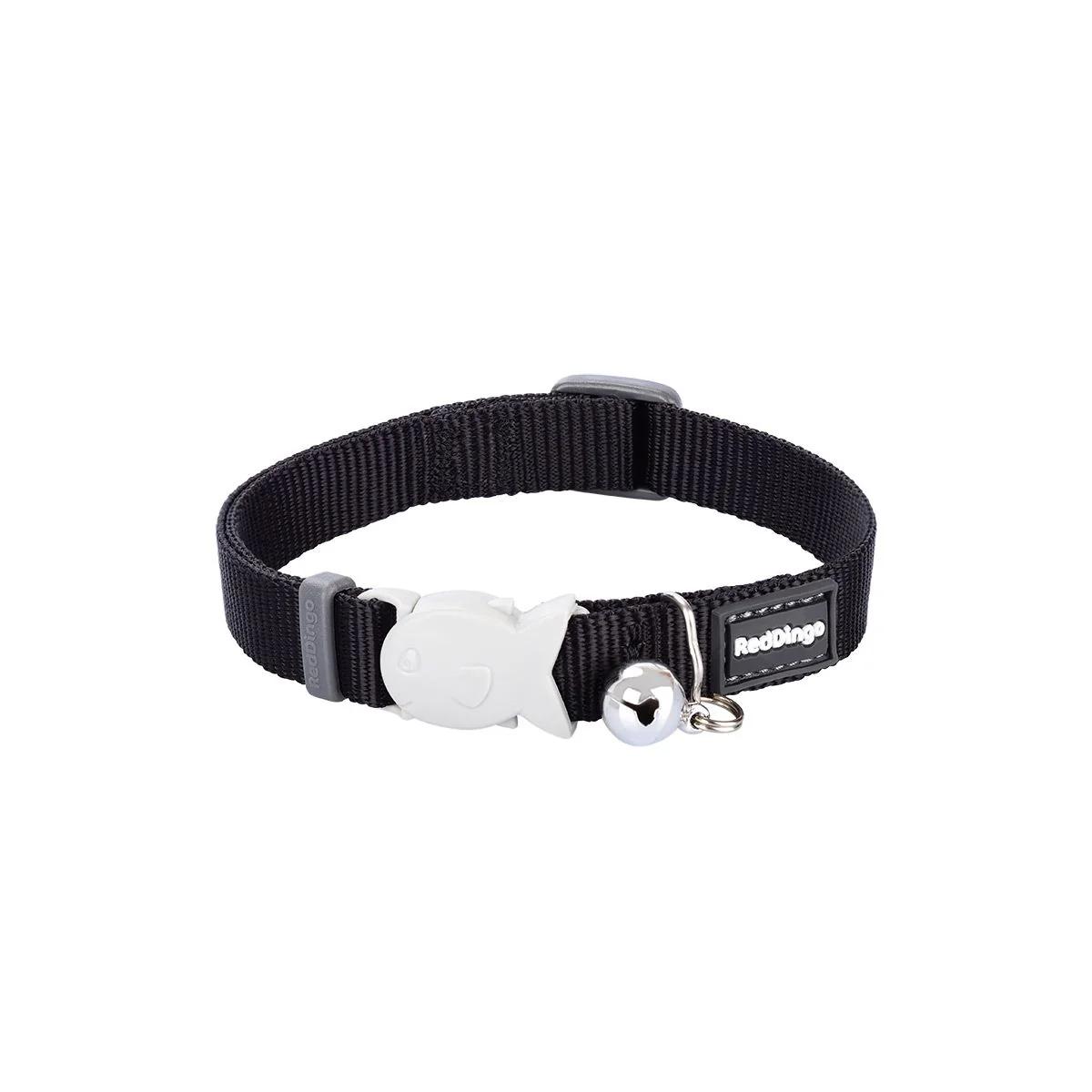 Red Dingo Classic Cat Collar, Black, 12-mm x 20-32-cm (Size: 12-mm x 20-32-cm)
