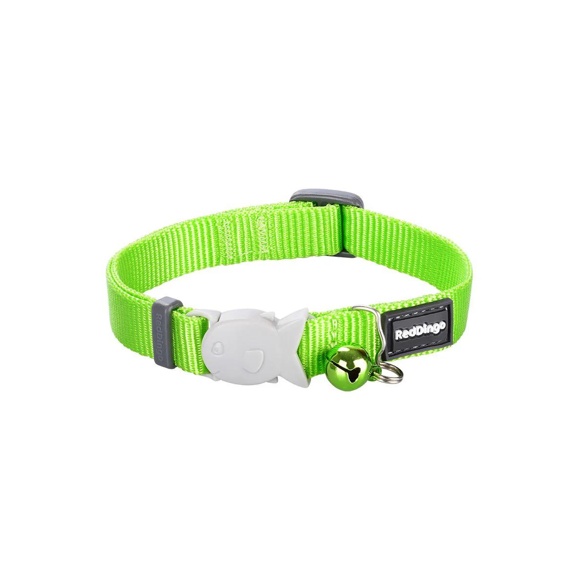 Red Dingo Classic Cat Collar, Lime Green, 12-mm x 20-32-cm