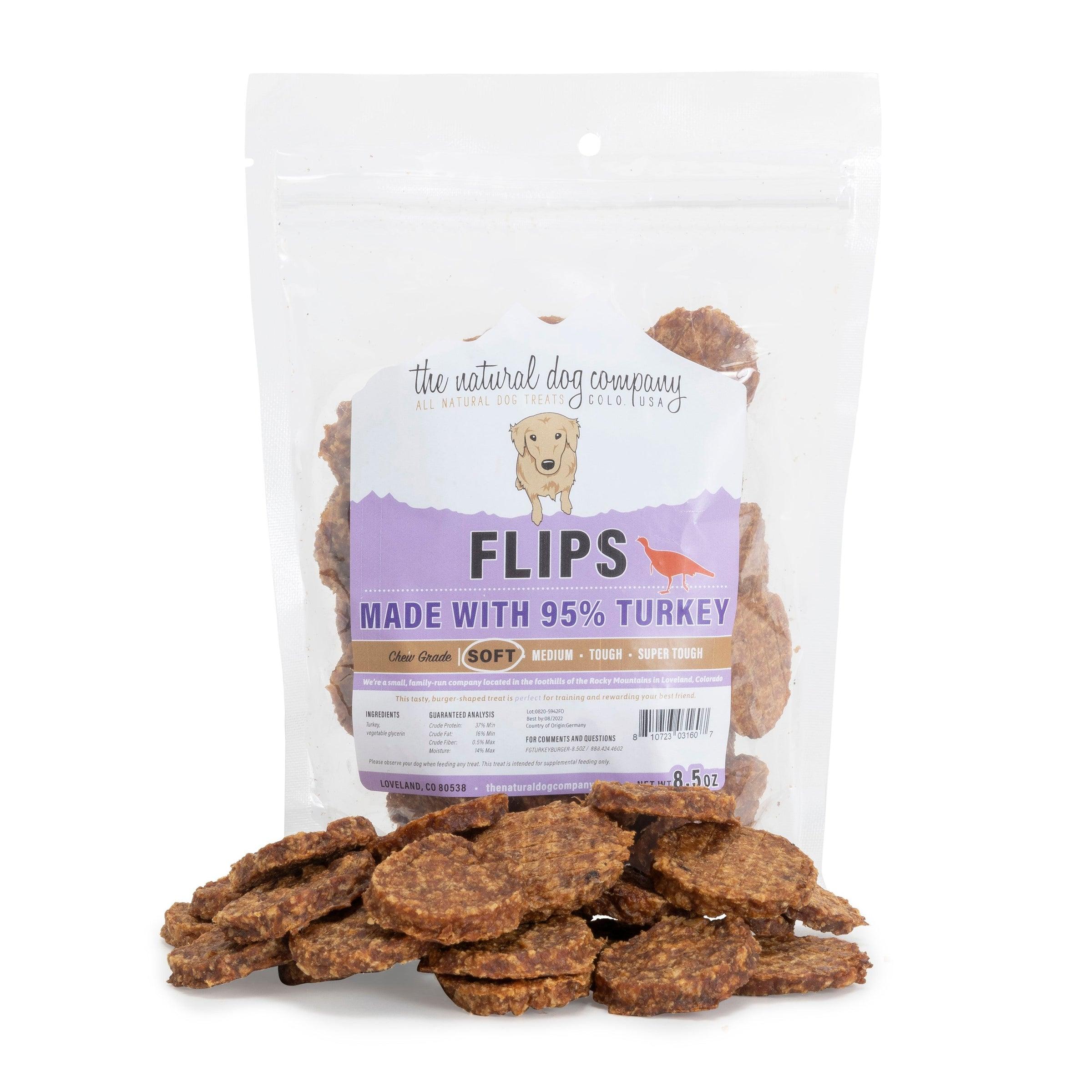 Tuesday's Natural Dog Company 95% Turkey Flips Soft Dog Treats