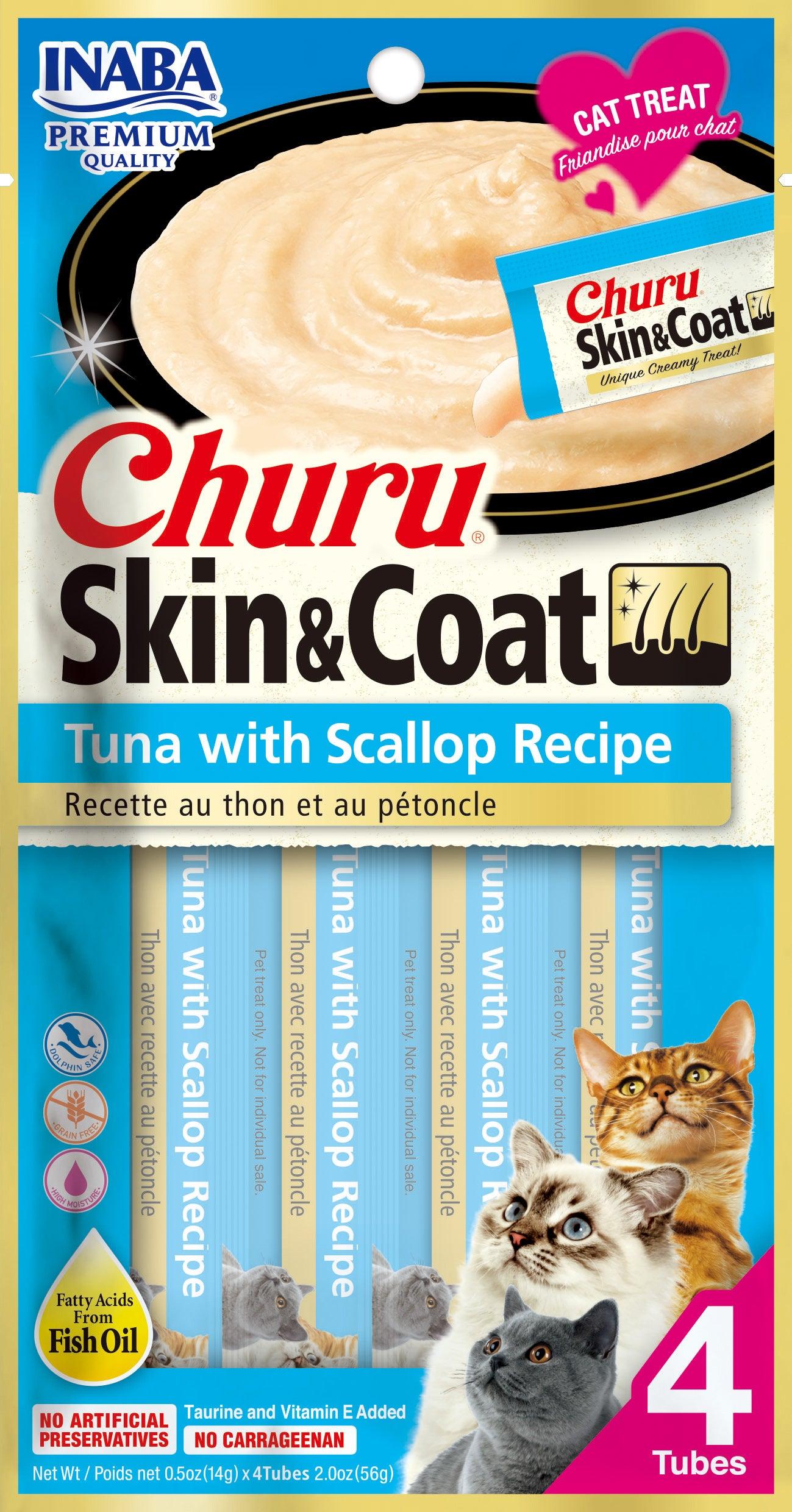 INABA Churu Skin & Coat Tuna with Scallop Grain-Free Cat Treats