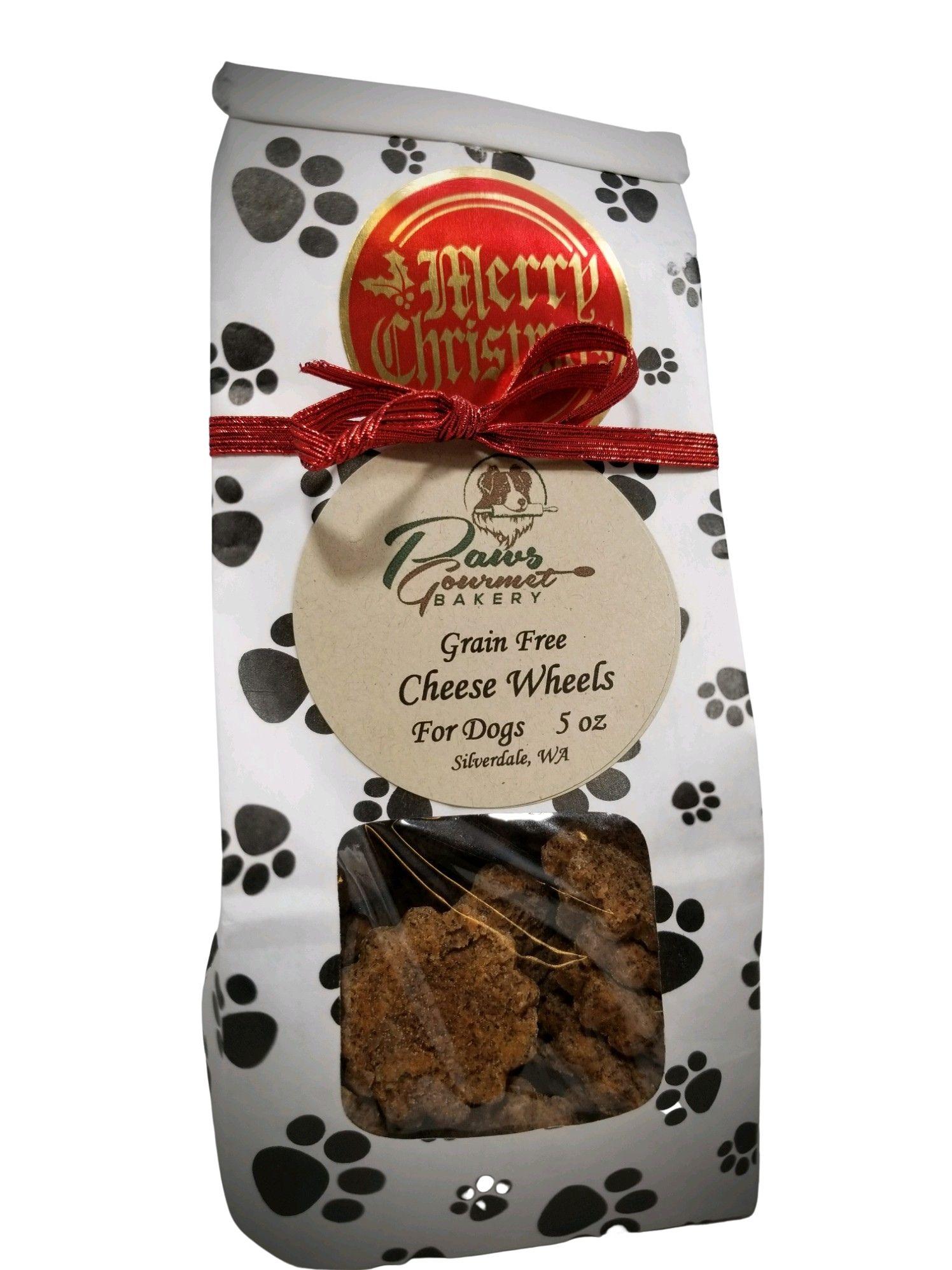 Paws Gourmet Bakery Christmas Cheese Wheels Gift Bag Dog Treats, 5-oz