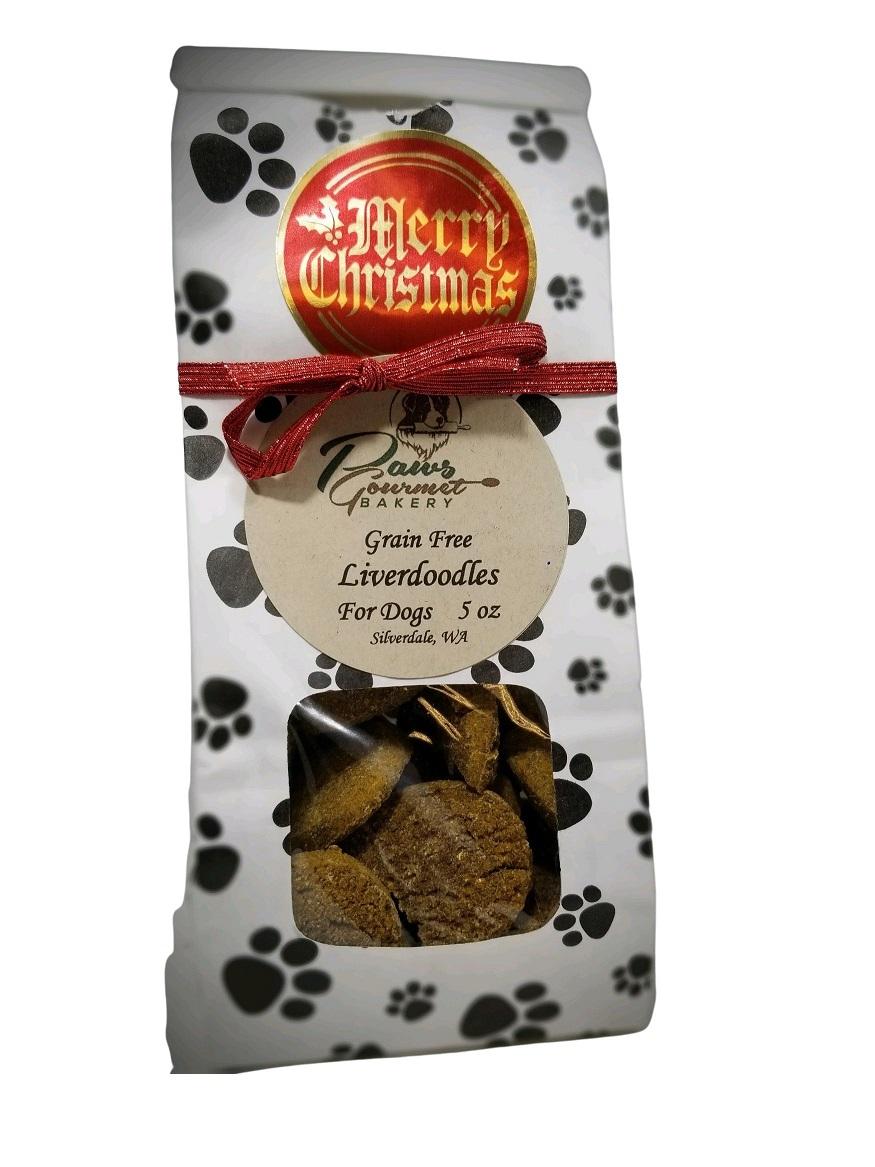 Paws Gourmet Bakery Christmas Liverdoodles Gift Bag Dog Treats