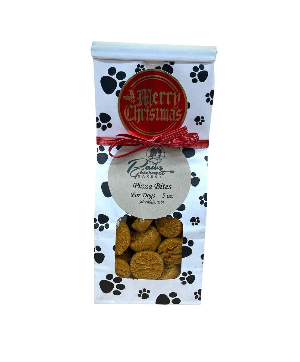 Paws Gourmet Bakery Christmas Pizza Bites Gift Bag Dog Treats