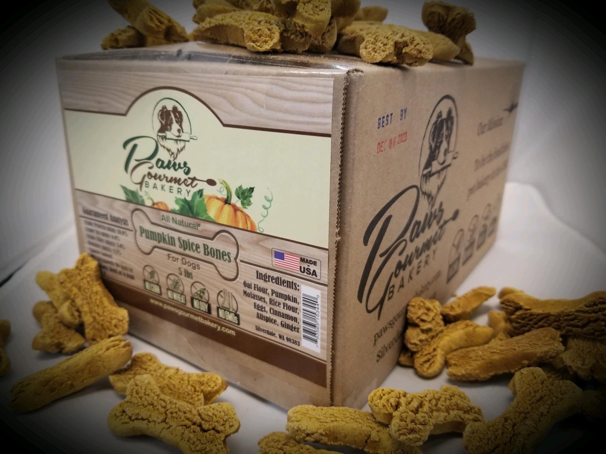 Paws Gourmet Bakery Pumpkin Spice Bones Dog Treats, 5-lb (**)