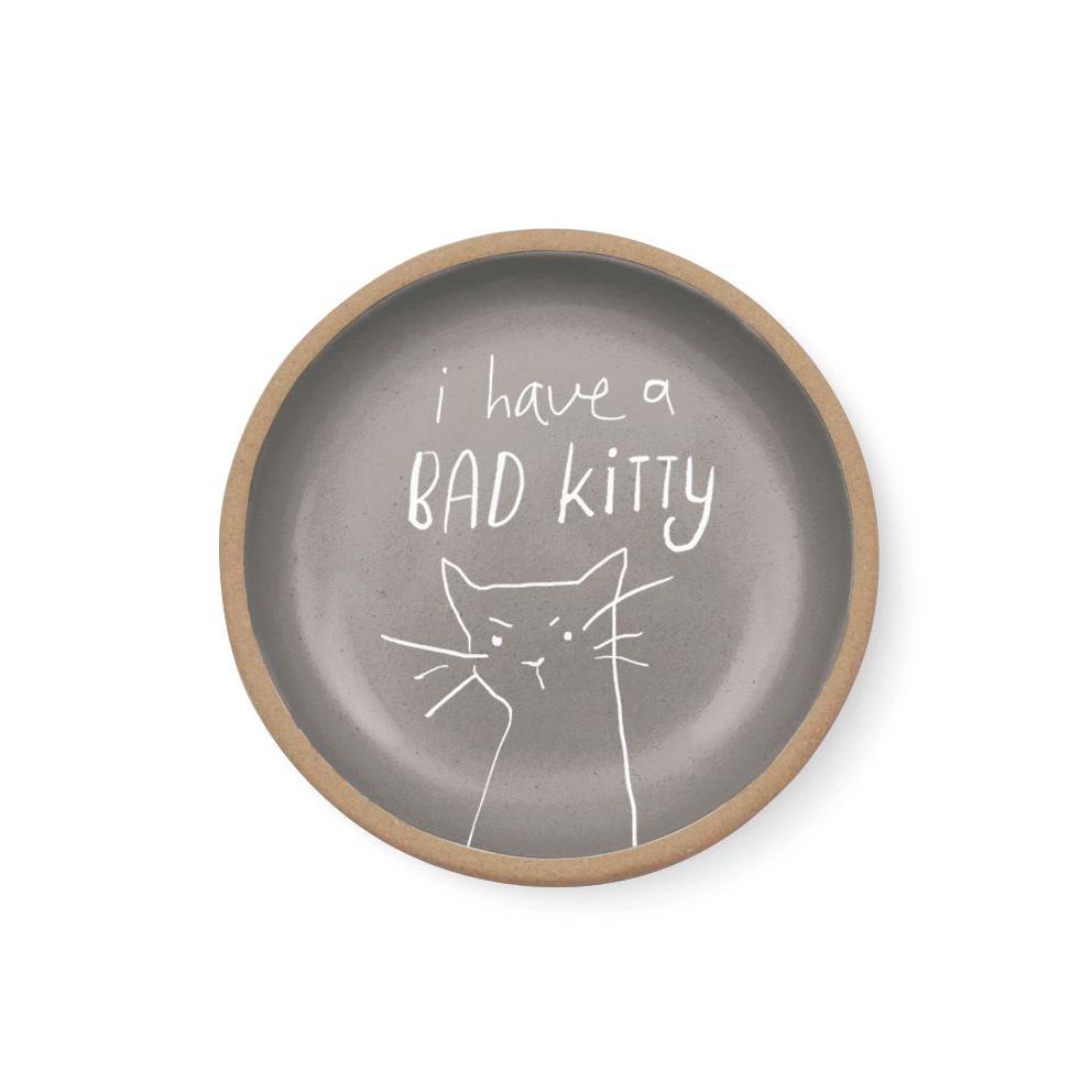 Pet Shop by Fringe Studio Bad Kitty Round Stoneware Tray for Cats, Mini