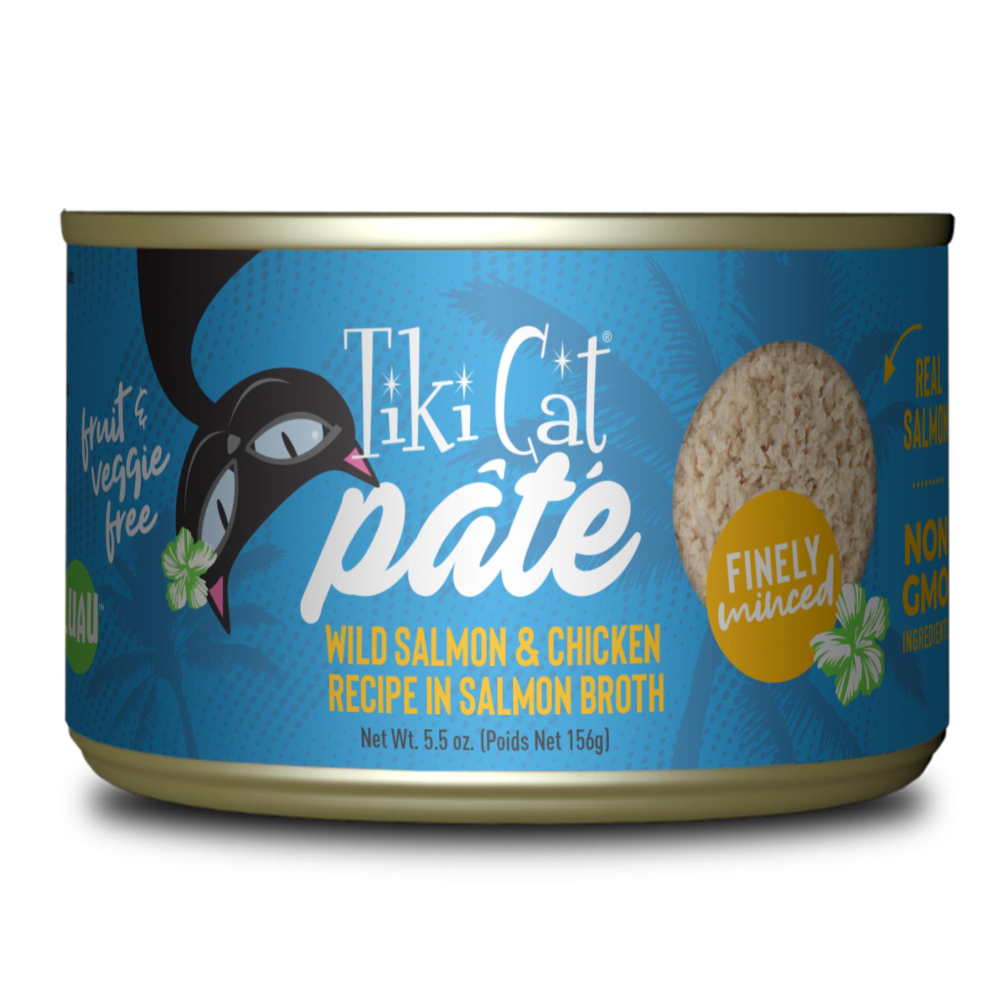Tiki Cat Luau Pate Wild Salmon & Chicken in Salmon Broth Wet Cat Food, 5.5-oz