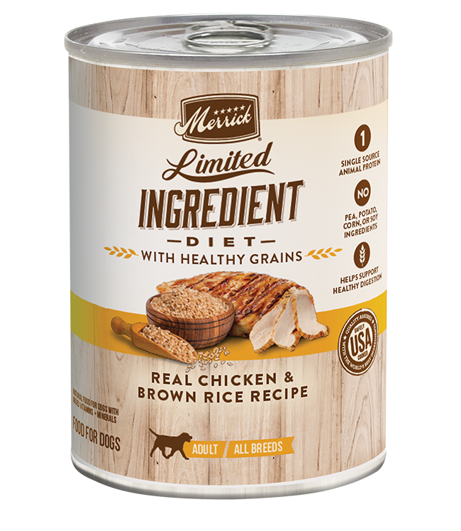 Merrick Limited Ingredient Diet Healthy Grains Real Chicken & Brown Rice Wet Dog Food Can