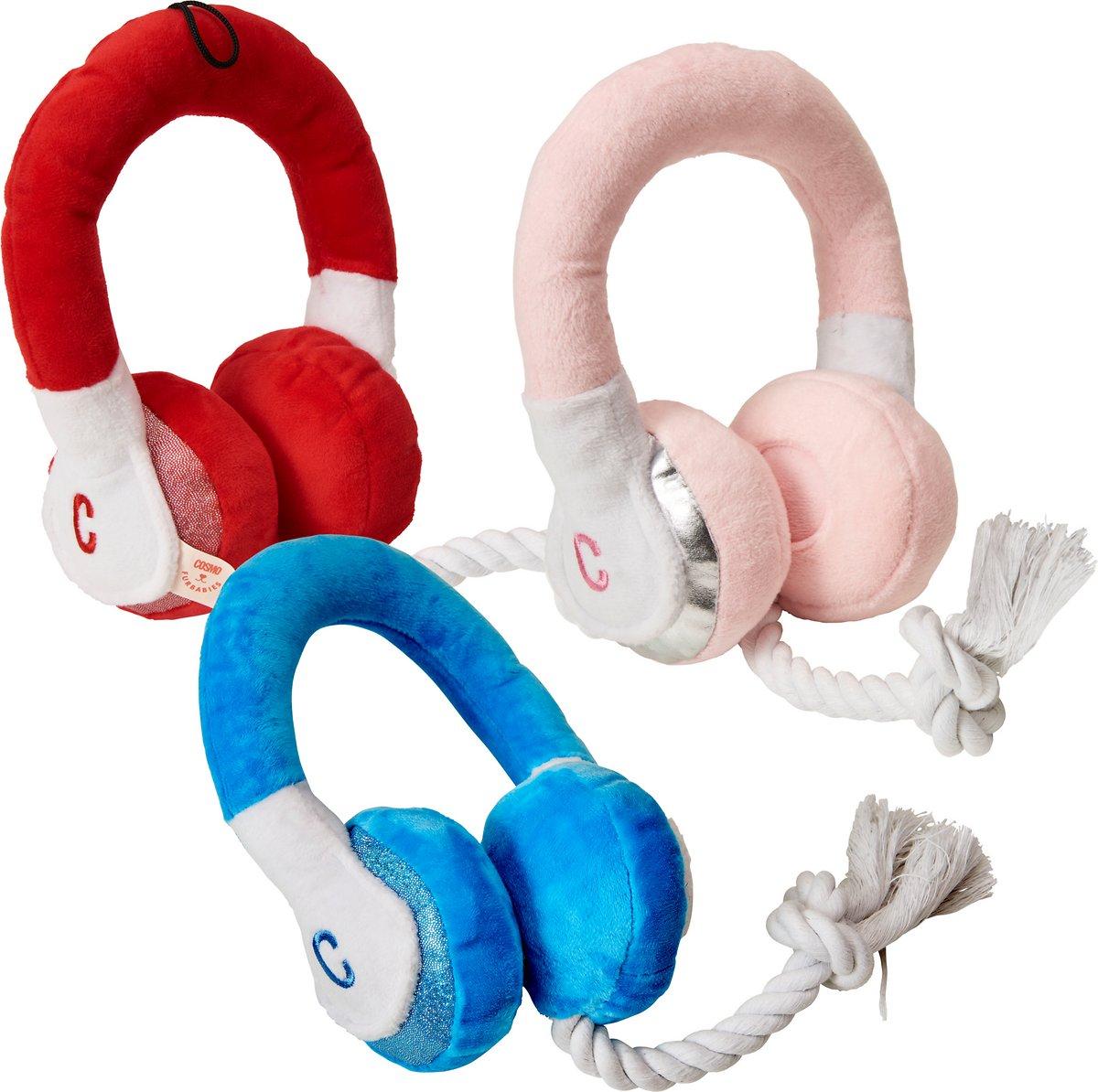 COSMO Furbabies Headphones Dog Toy, Assorted, 8-in