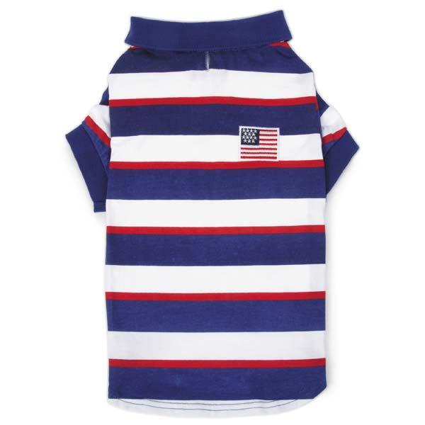 Zack & Zoey Patriotic Pooch Polo Dog Shirt, Medium