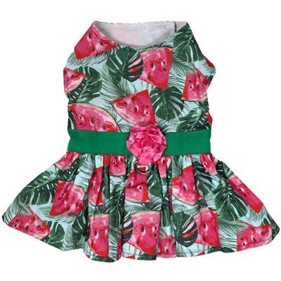 Doggie Design Dog Harness Dress with Matching Leash, Juicy Watermelon, X-Small