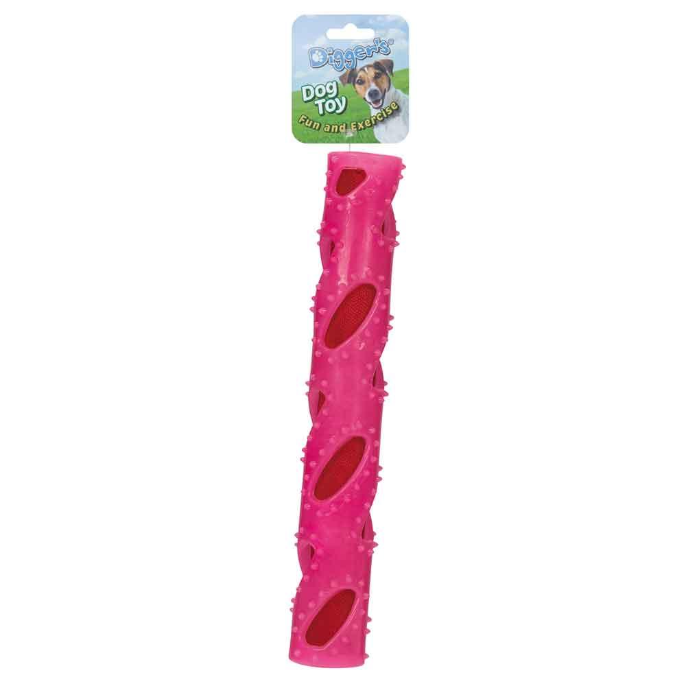 Boss Pet Digger's Crinkle Stuff Stick Dog Toy, Pink