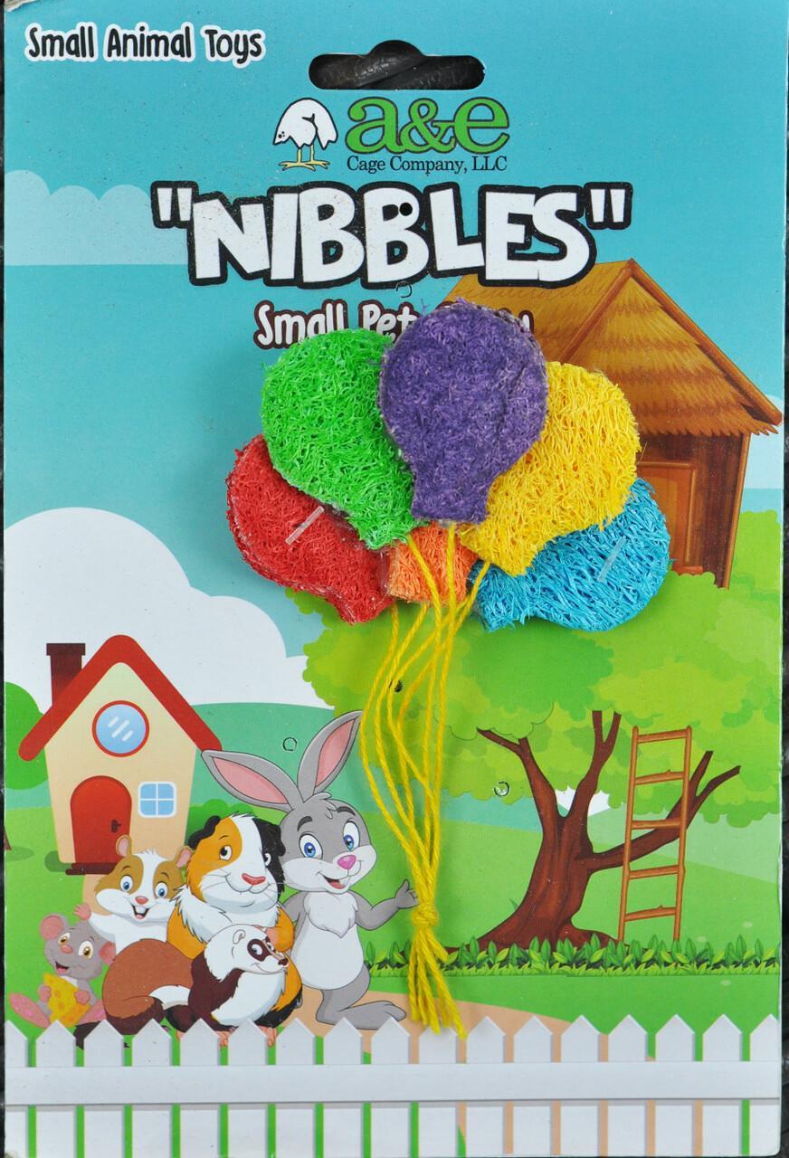 A&E Cage Company Nibbles Loofah Balloon Bunch Small Animal Toy