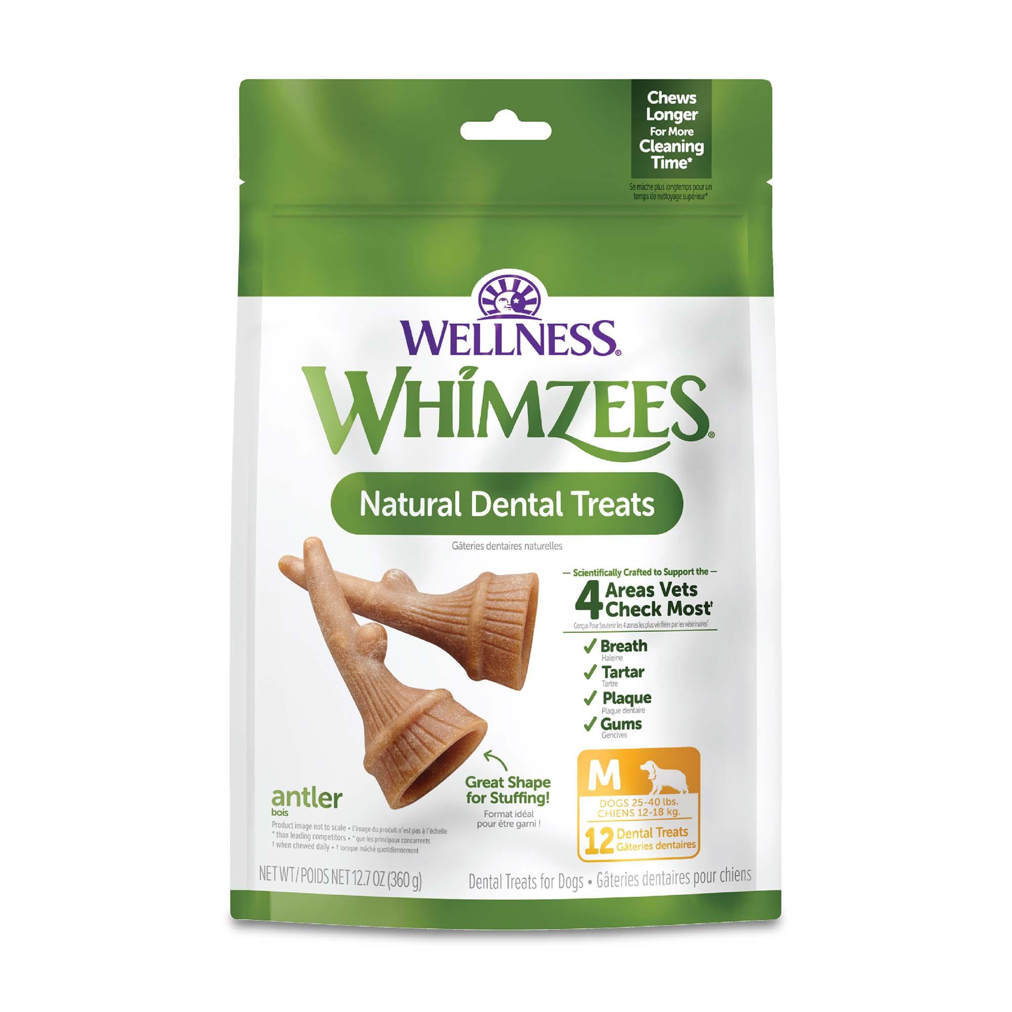 WHIMZEES Occupy Antler Natural Dental Dog Treats, Medium, 12-count