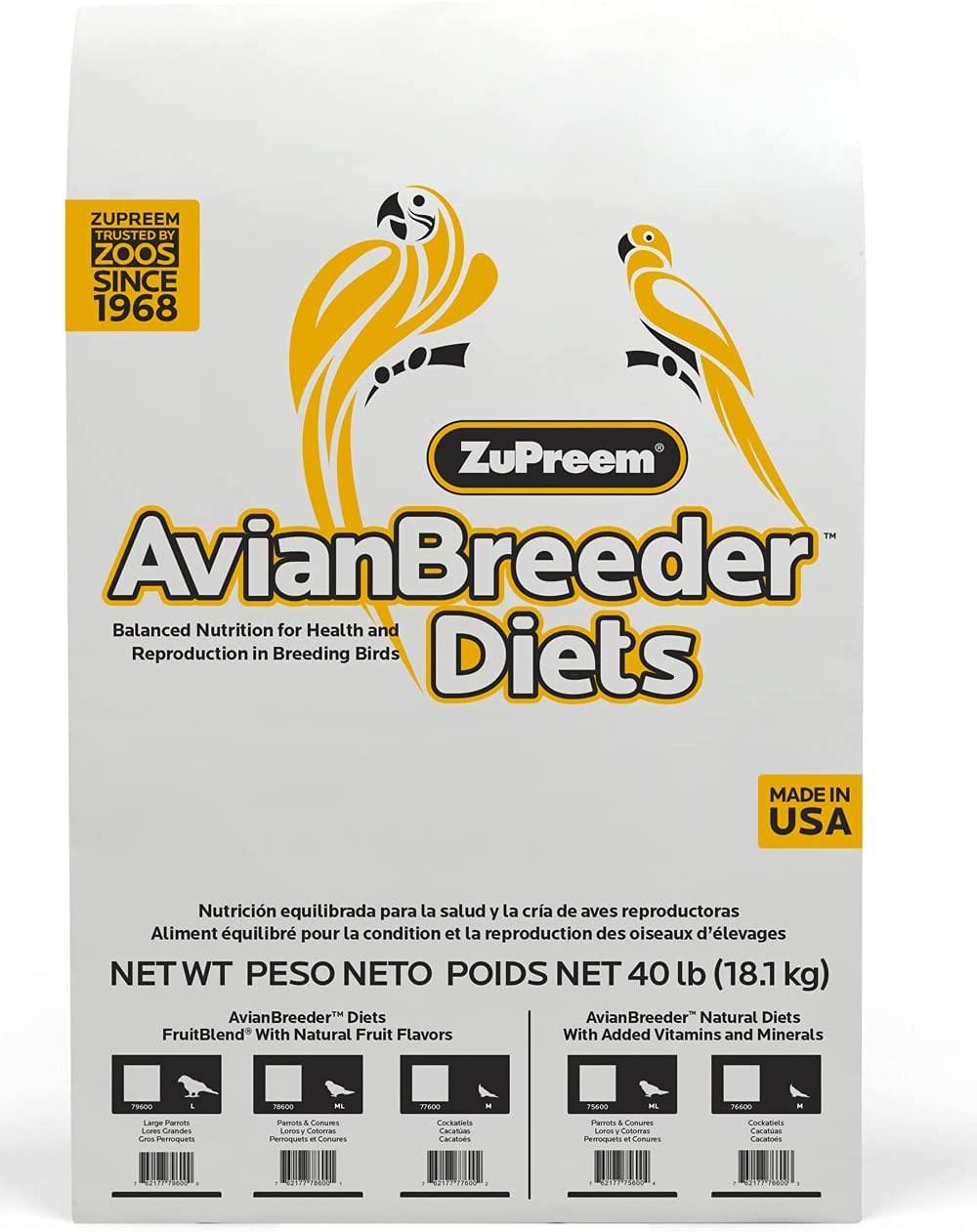 Zupreem AvianBreeder Diets Fruit Blend Large Parrot Bird Food