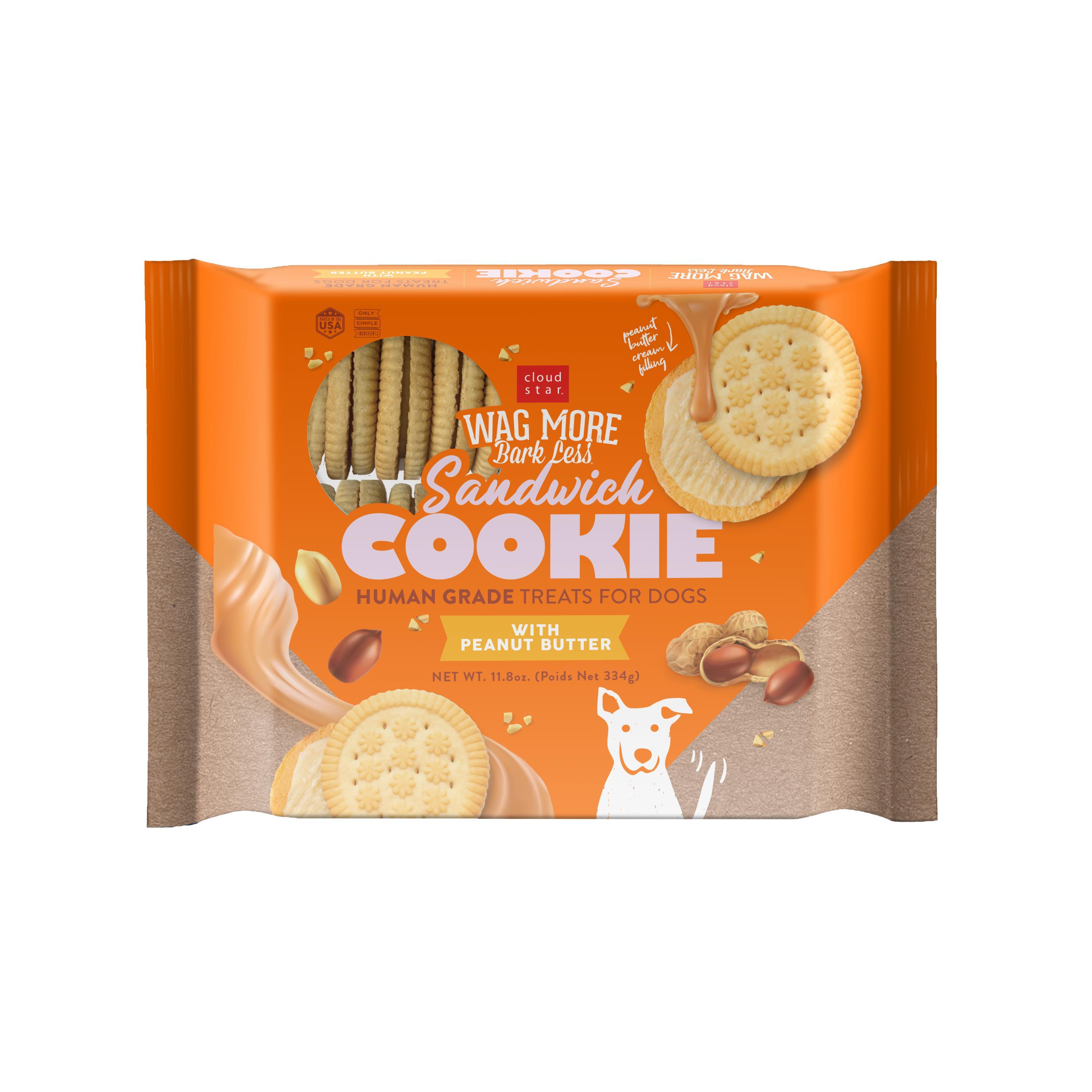 Cloud Star Wag More Bark Less Sandwich Cookie Peanut Butter Dog Treats, 11.8-oz