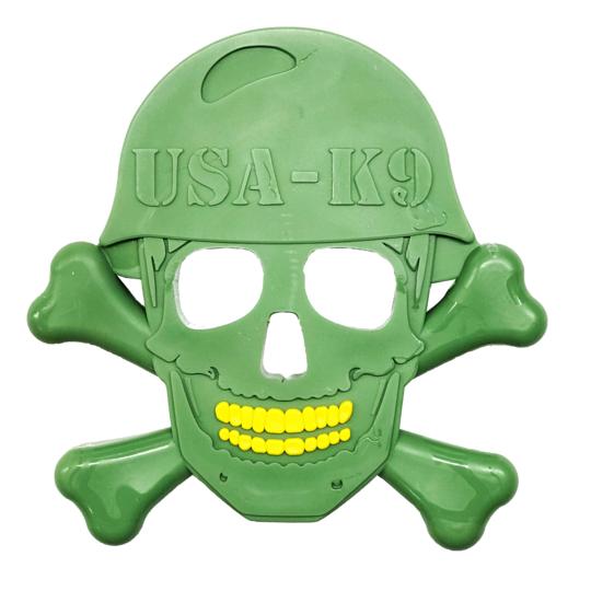 SodaPup USA-K9 Skull & Cross Bones Nylon Dog Toy, Green