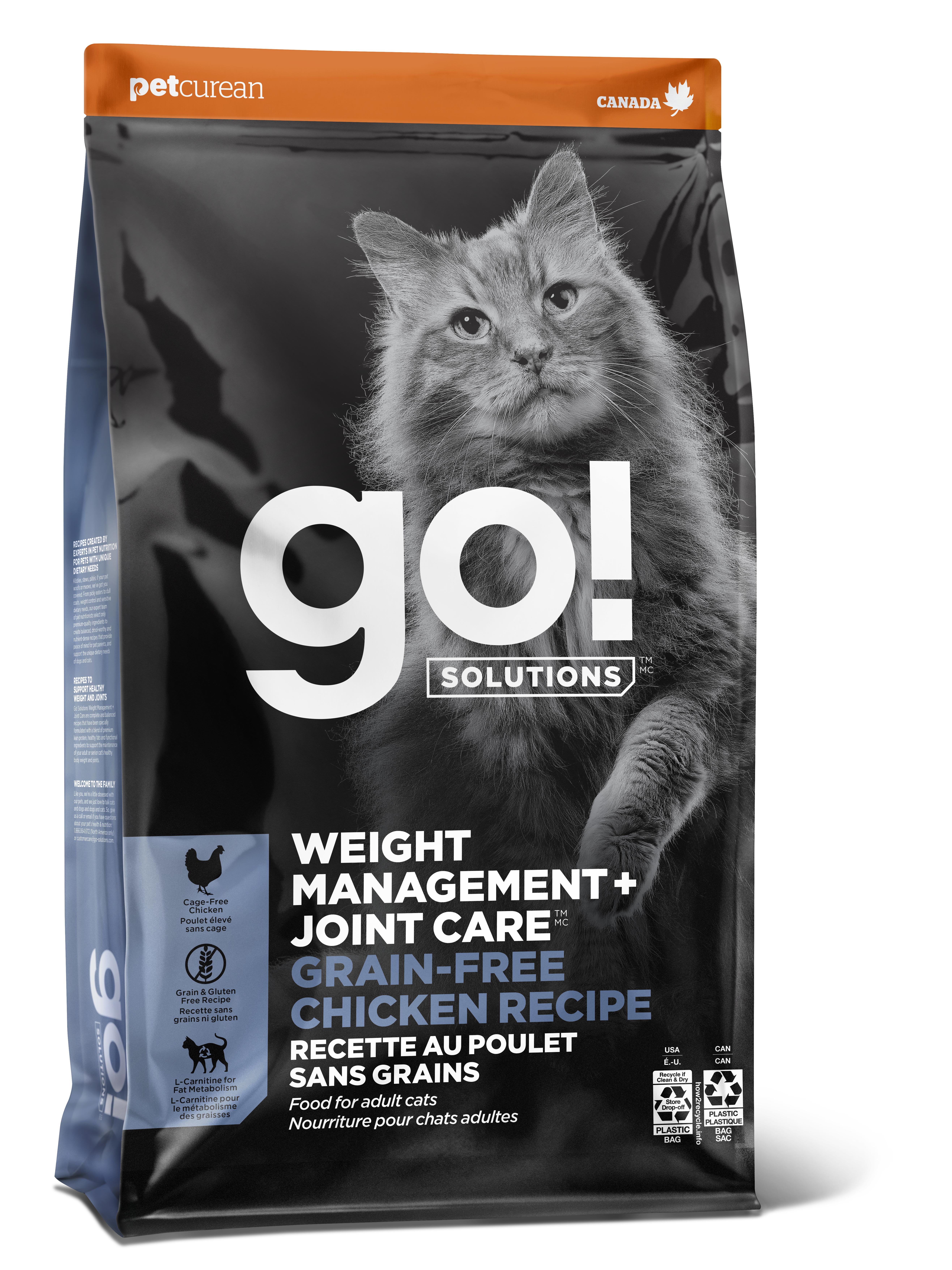 Go! Solutions Weight Management + Joint Care Chicken Grain-Free Dry Cat Food, 8-lb