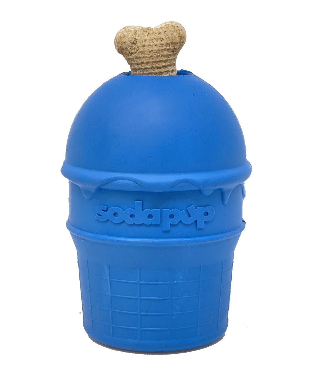 SodaPup Ice Cream Cone Treat Dispenser Dog Toy, Blue, Large
