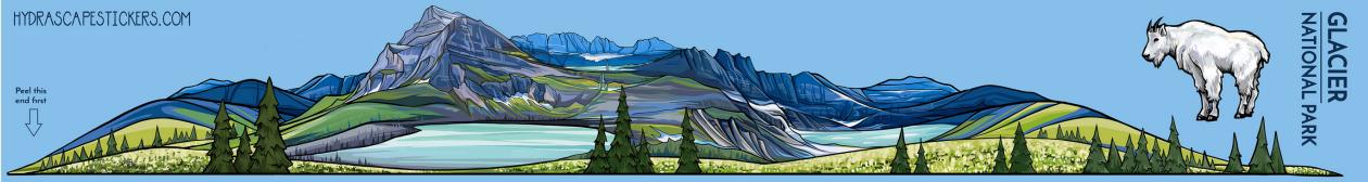 Hydrascape Stickers Infinity Stickers Extra Long Decals, Glacier National Park, 3.5-in x 26-in