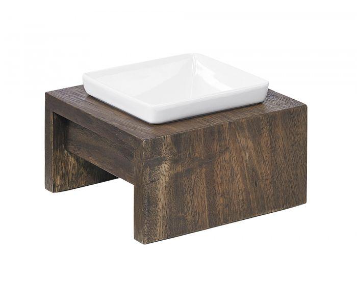 Bowsers Artisan Single Wood Pet Diner, Walnut