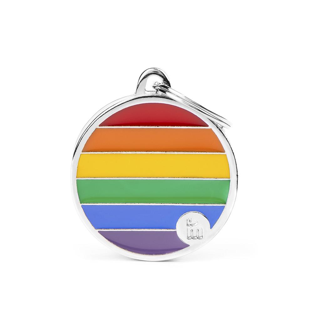MyFamily Circle Pet ID Tag, Rainbow, Large