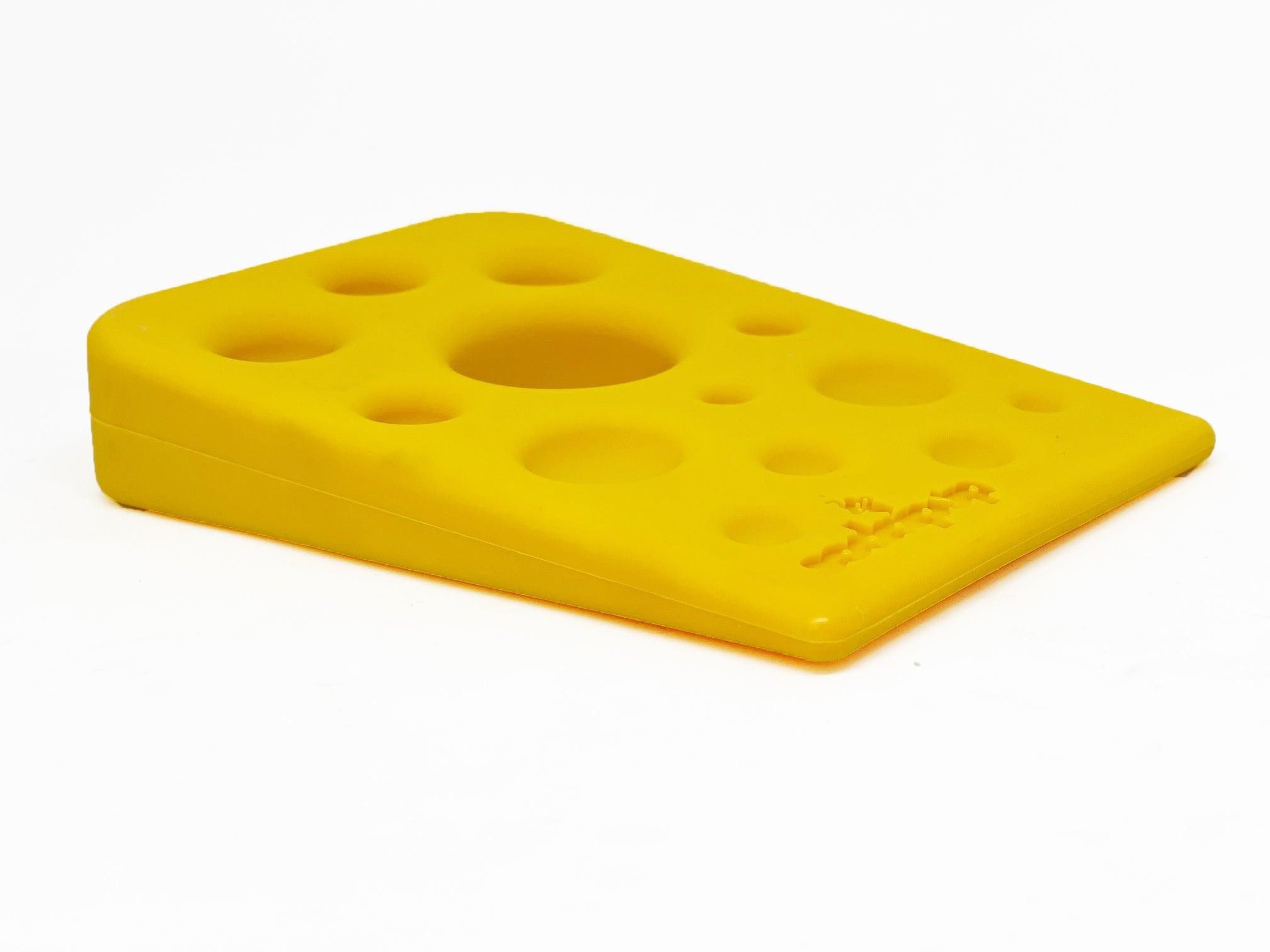 SodaPup Swiss Cheese Wedge Nylon Dog Toy, Yellow