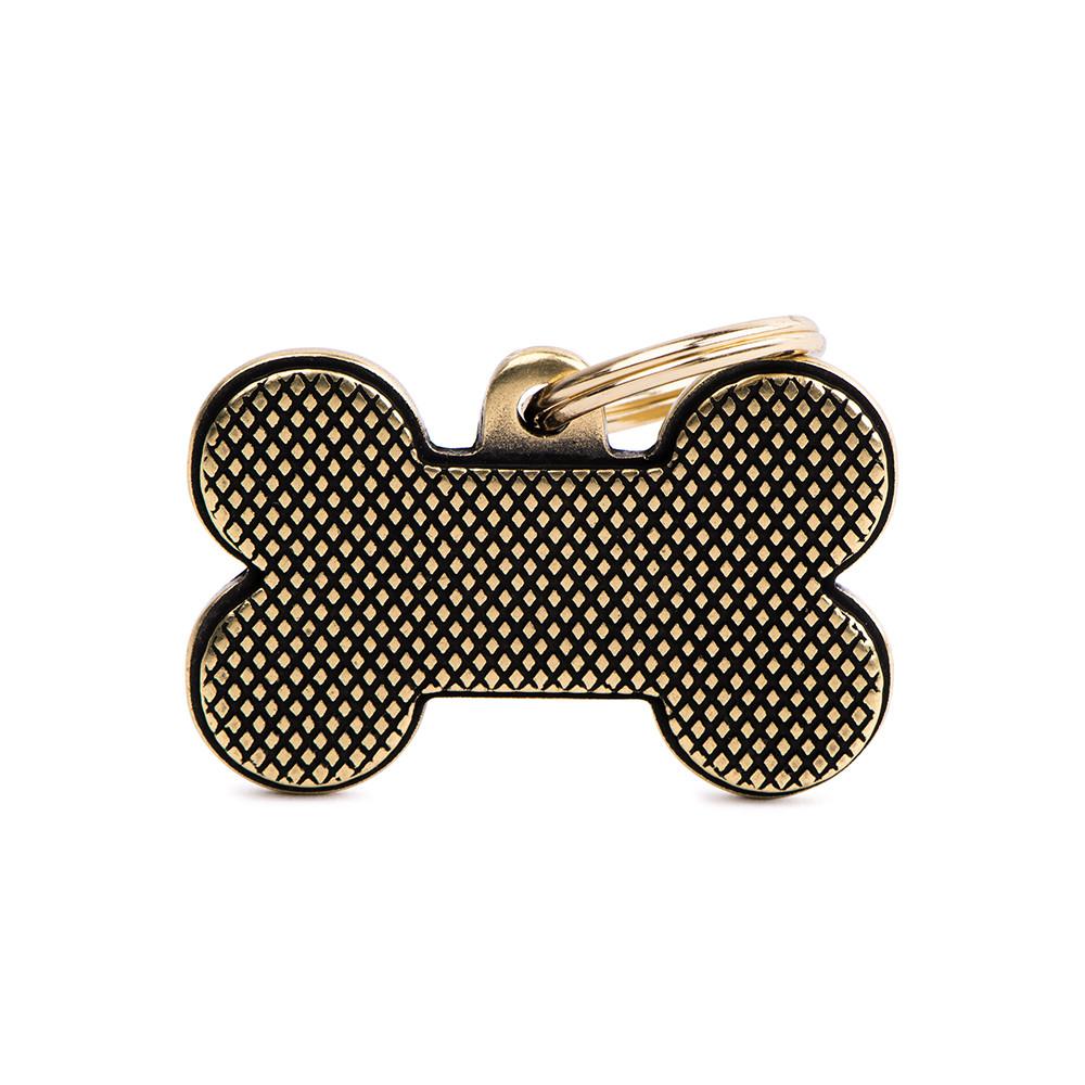 MyFamily Bronx Bone Rhombus English Brass Pet ID Tag