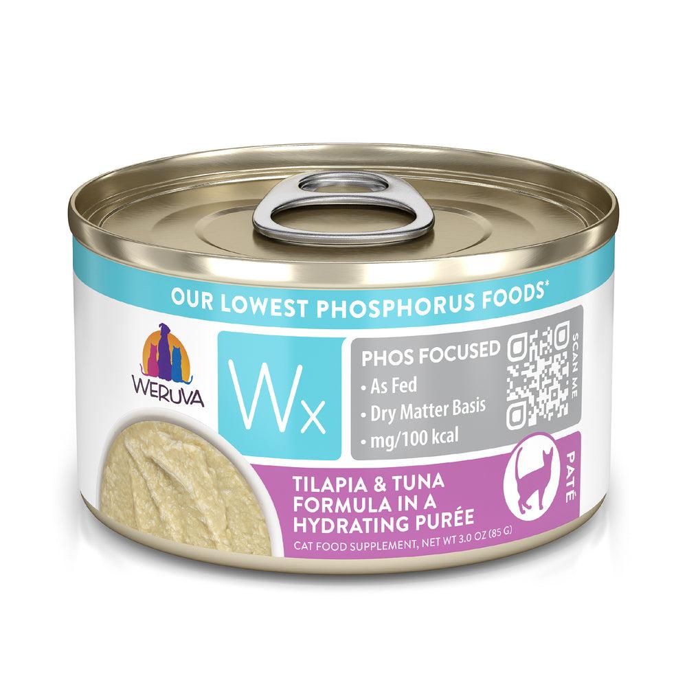 Weruva Wx Phos Focused Tilapia & Tuna Formula in a Hydrating Puree Wet Cat Food Can, 3-oz