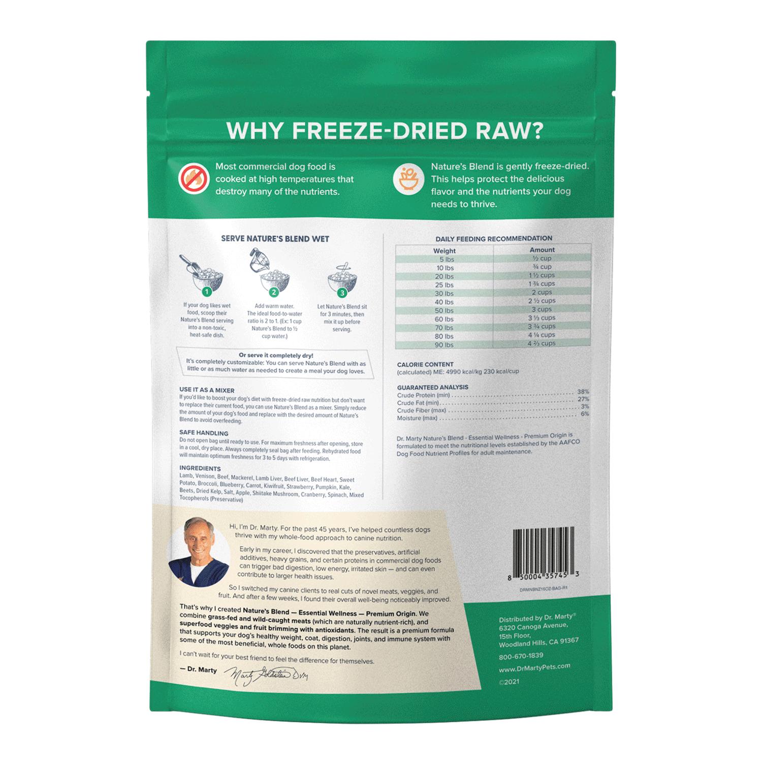 Dr. Marty Nature's Blend Essential Wellness Premium Origin Freeze-Dried Dog Food, 48-oz