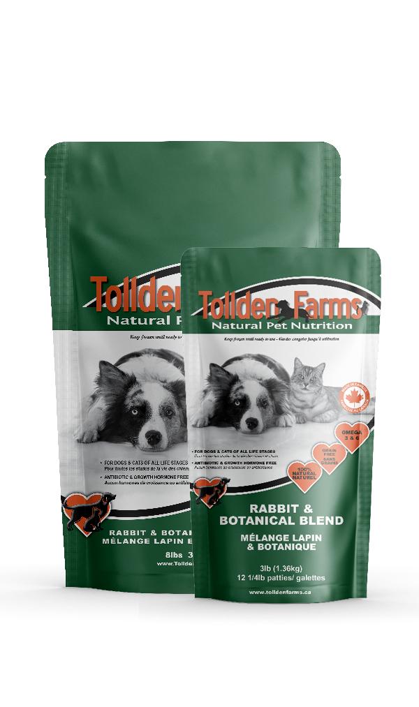 Tollden Farms Rabbit & Botanical Blend Frozen Cat & Dog Food, 8-lb