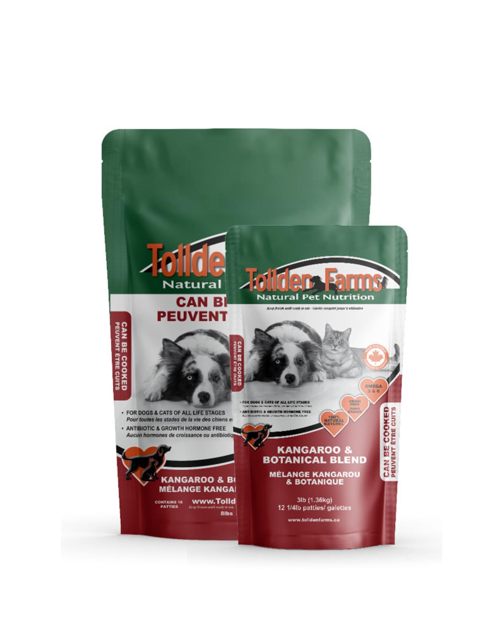 Tollden Farms Kangaroo & Botanical Blend Frozen Dog & Cat Food, 3-lb