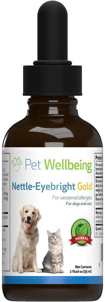 Pet Wellbeing Nettle-Eyebright Gold Bacon Flavored Liquid Allergy Supplement for Dogs & Cats, 2-oz