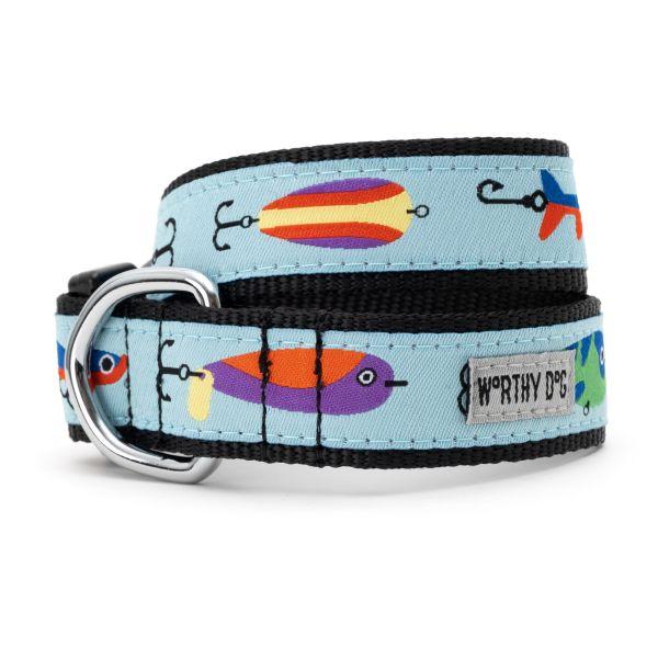The Worthy Dog Collar for Dogs, Gone Fishin' Blue, Medium