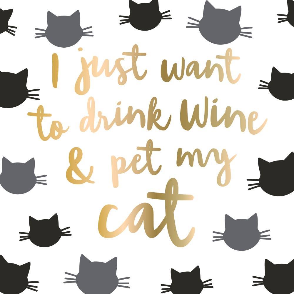 Soiree-Sisters Drink Wine & Pet My Cat Cocktail Napkins, 20-count