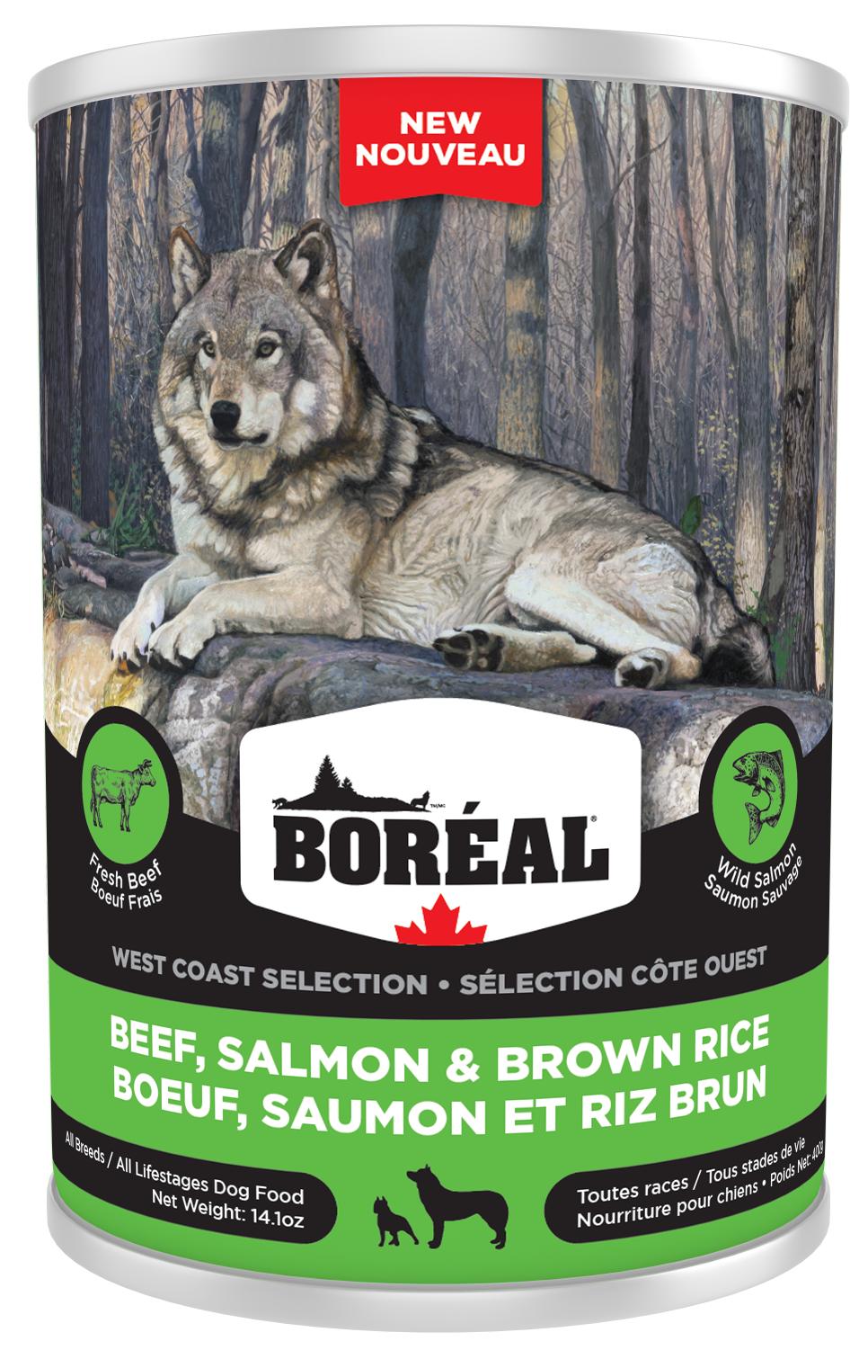 Boreal West Coast Selection Beef, Salmon & Brown Rice Wet Dog Food, 400-gram