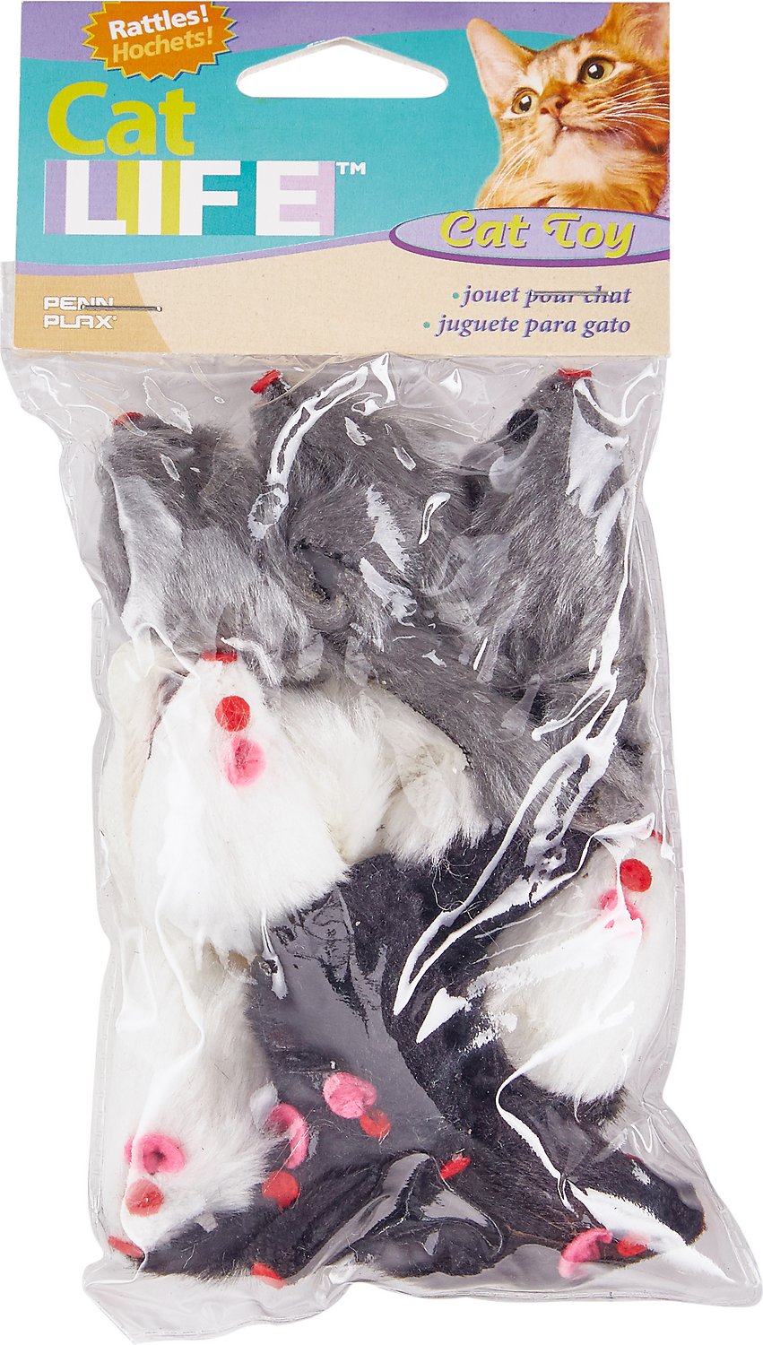 Penn-Plax Purr Pet Bag of Mice Cat Toy, Color Varies, 12 count