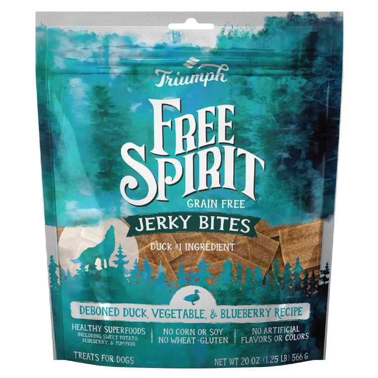 Triumph Free Spirit Deboned Duck, Vegetable & Blueberry Jerky Bites Grain-Free Dog Treats