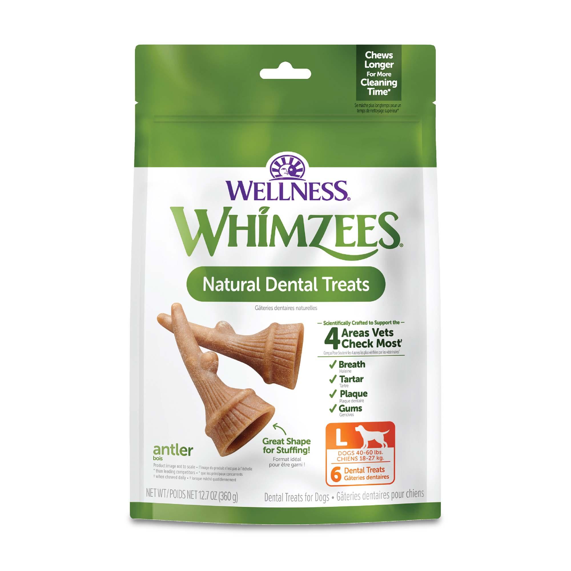 WHIMZEES Occupy Antler Natural Dental Dog Treats, Large, 6-count