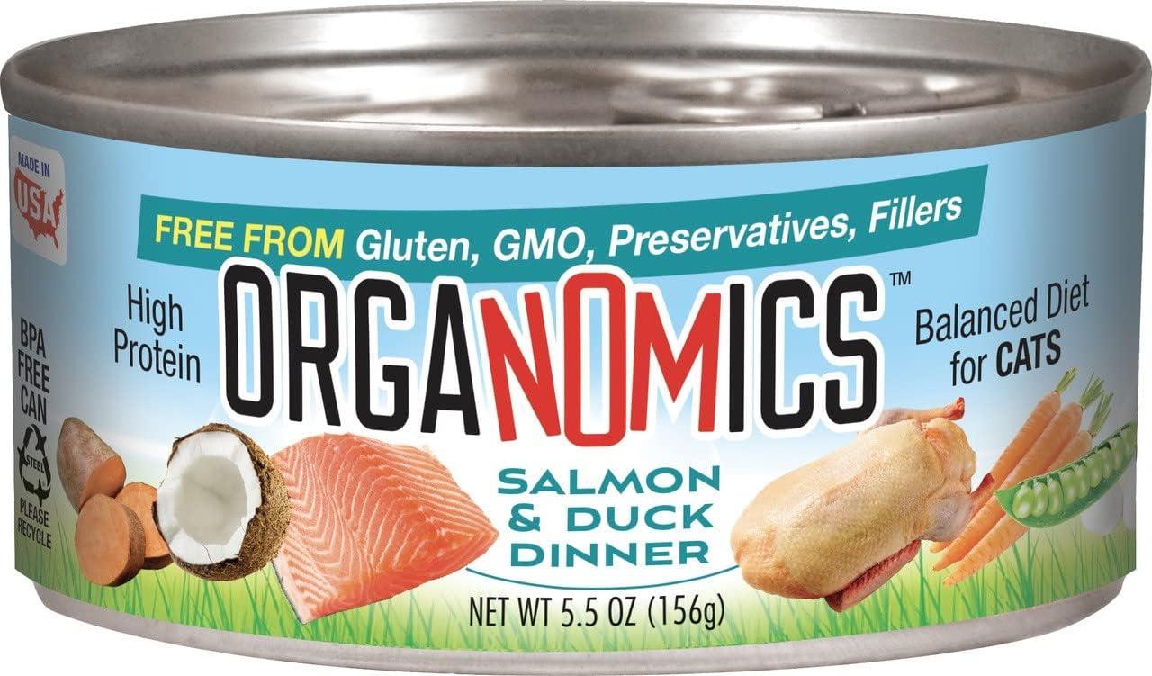 Organomics Salmon & Duck Dinner Pate Wet Cat Food Can, 5.5-oz