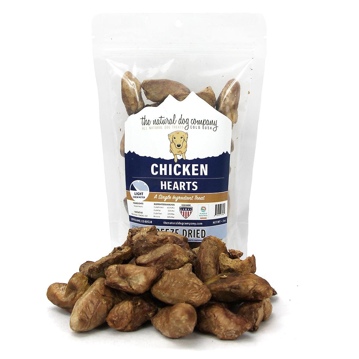 Tuesday's Natural Dog Company Chicken Hearts Freeze-Dried Dog Treats