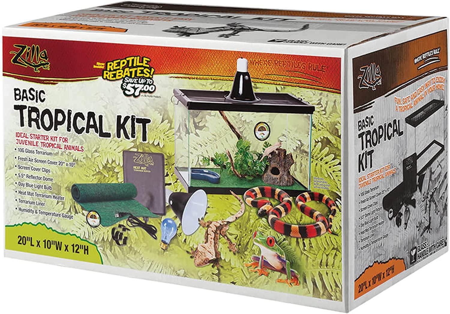 Zilla Basic Tropical Reptile Starter Kit, 10-gal
