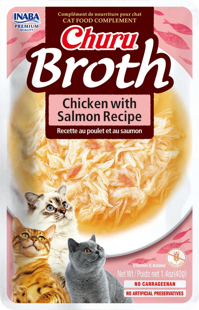 INABA Churu Broth Chicken with Salmon Recipe Cat Food Topper, 1.4-oz