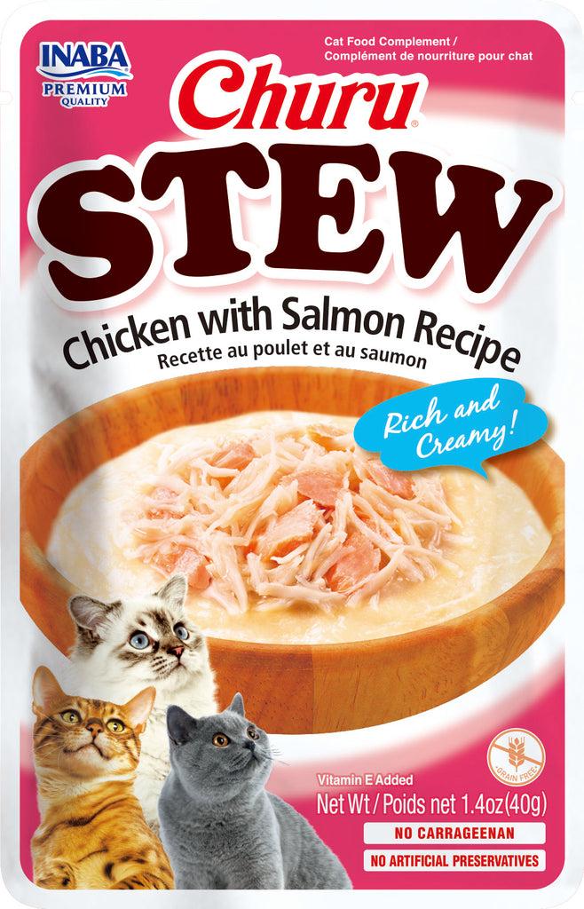 INABA Churu Stew Chicken with Salmon Recipe Cat Food Topper, 1.4-oz