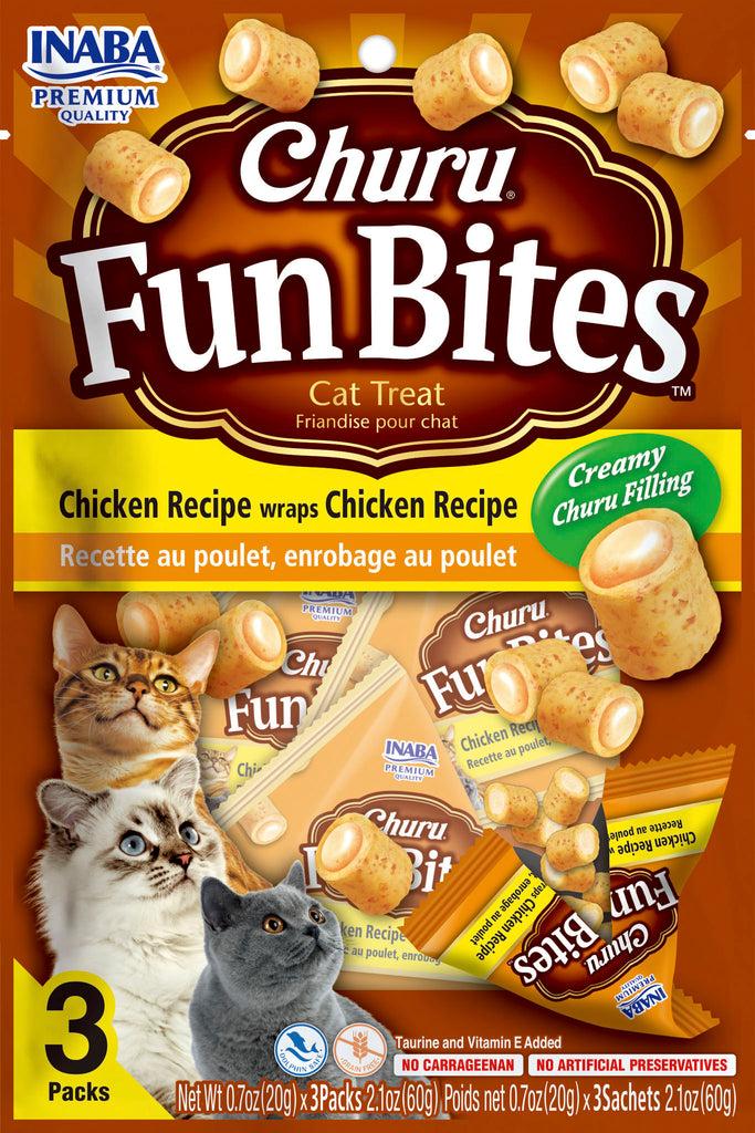 INABA Churu Fun Bites Chicken Recipe Wraps Chicken Recipe Cat Treats, 2.1-oz