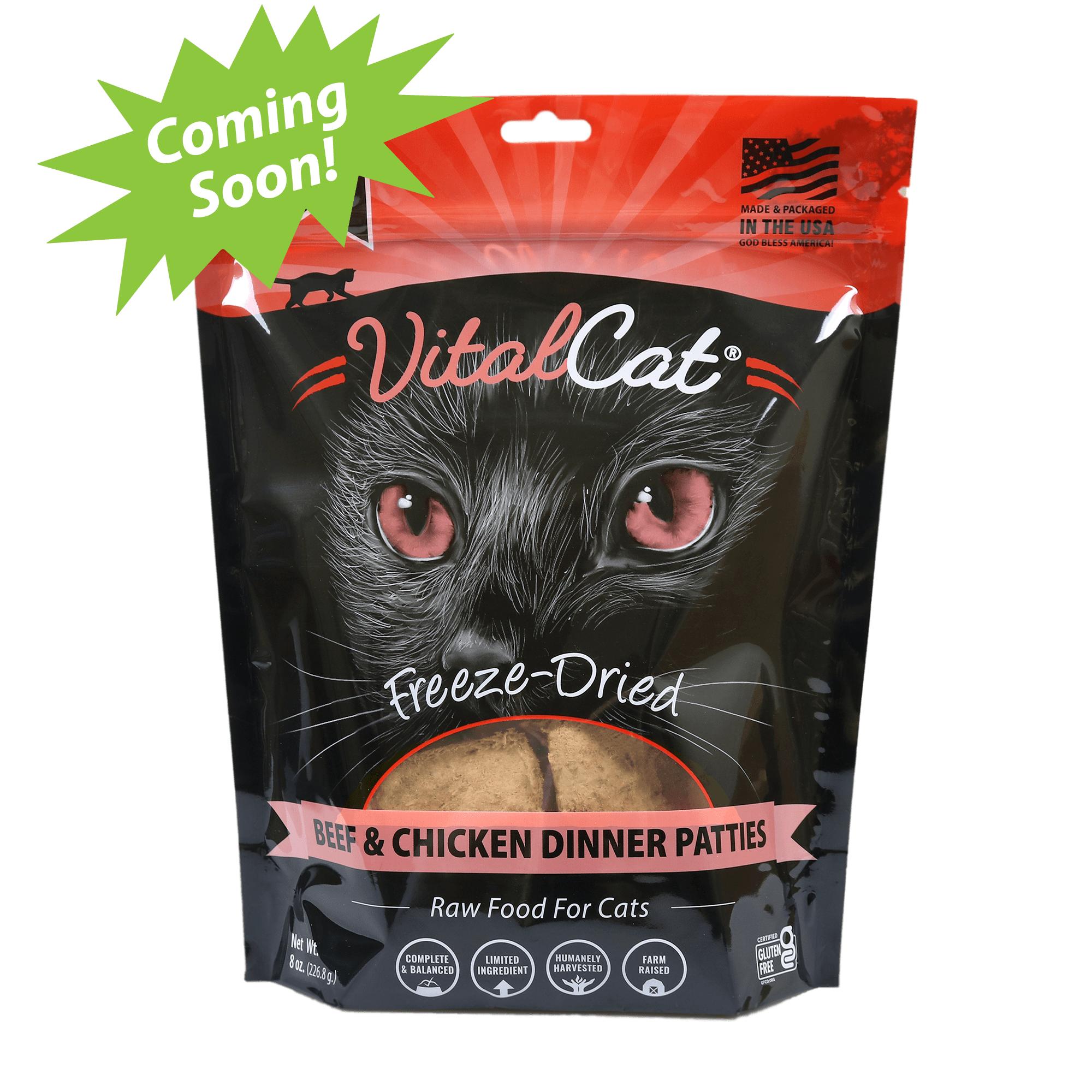 Vital Essentials VitalCat Beef & Chicken Dinner Patties Freeze-Dried Cat Food (**)