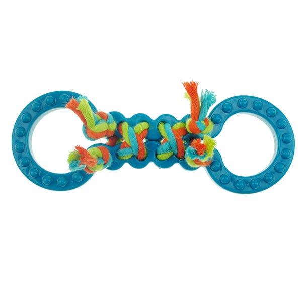 Chomper Figure 8 with Rope Dog Toy, Blue, Mini