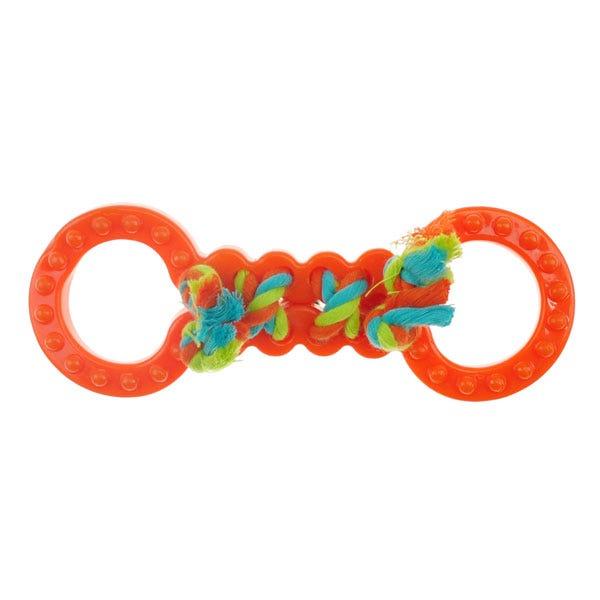 Chomper Figure 8 with Rope Dog Toy, Orange, Mini
