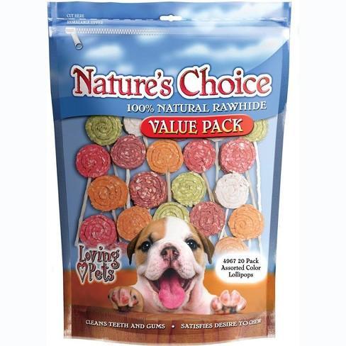 Loving Pets Nature's Choice Rawhide Lollipops Dog Treats, 20-pk