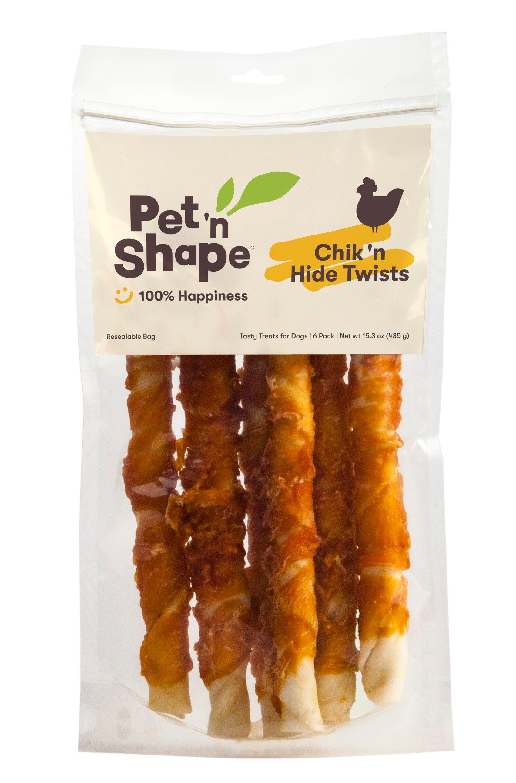 Pet 'n Shape Chik 'n Hide Twists Tasty Treats for Dogs, Large, 6-pk