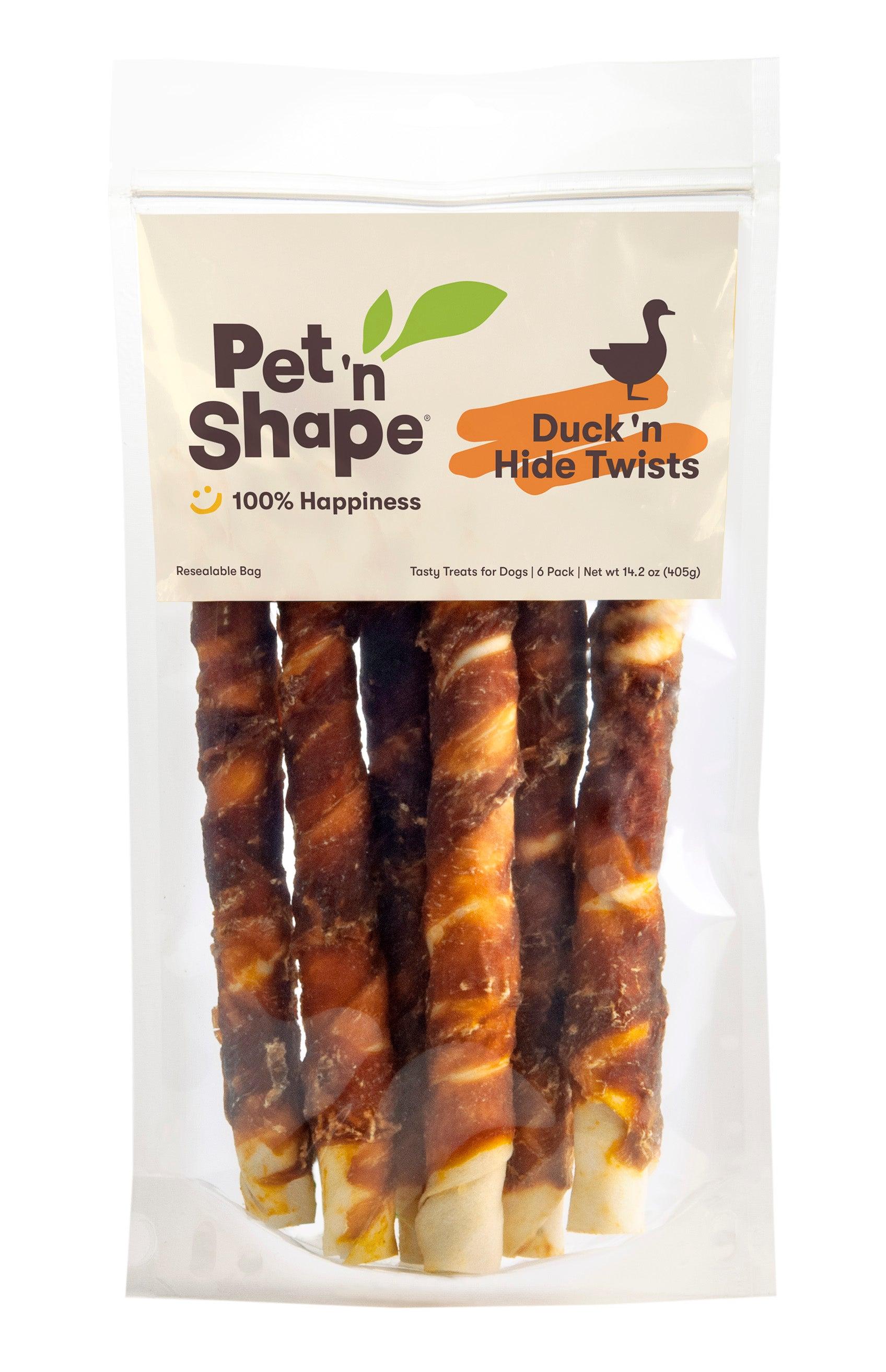 Pet 'n Shape Duck 'n Hide Twists Tasty Treats for Dogs, Large, 6-pk